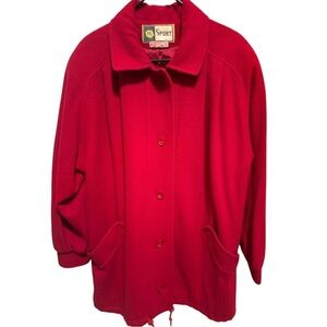 FS Sport Vintage Women’s Red Wool Jacket Coat Button Up Sz M
